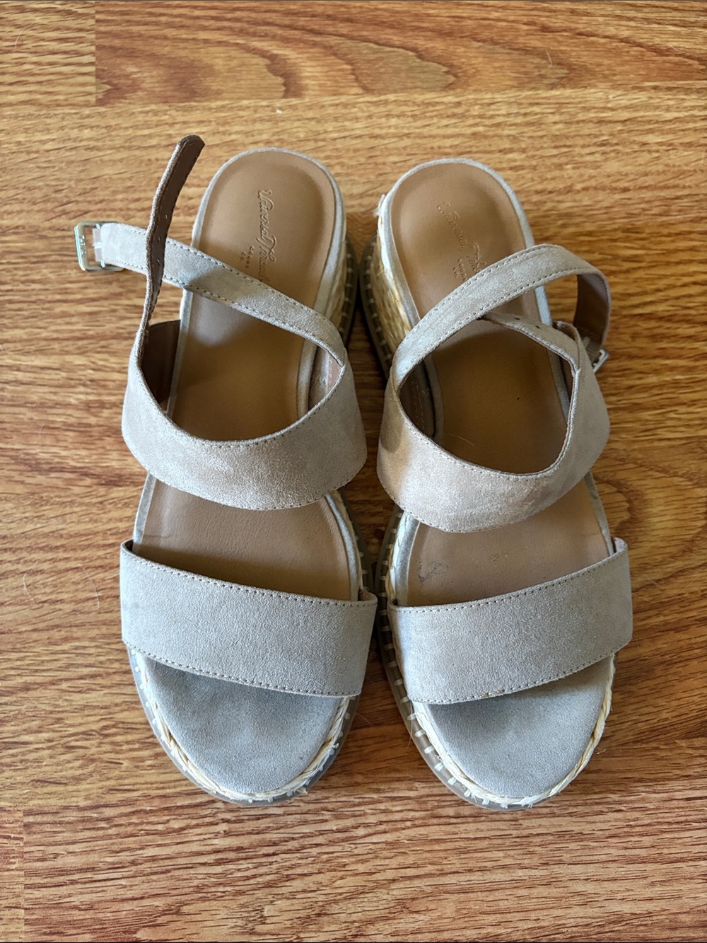 Universal Thread Beige Suede Wedge Sandals
